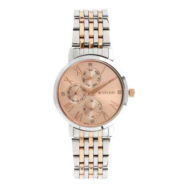 Titan Workwear Rose Gold Dial Women Watch With Stainless Steel Strap