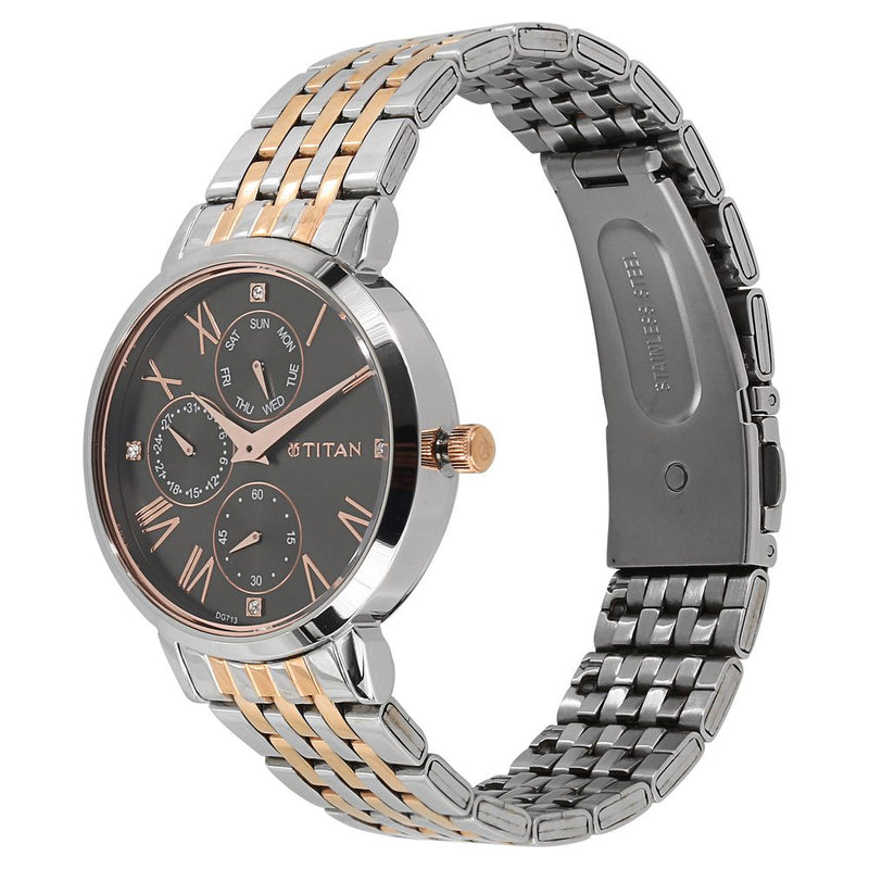 Titan Workwear Anthracite Dial Multi Stainless Steel Strap watch for Women