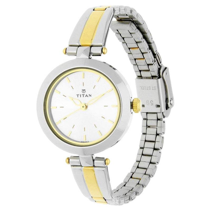 Titan Karishma Silver Dial Women Watch With Stainless Steel Strap