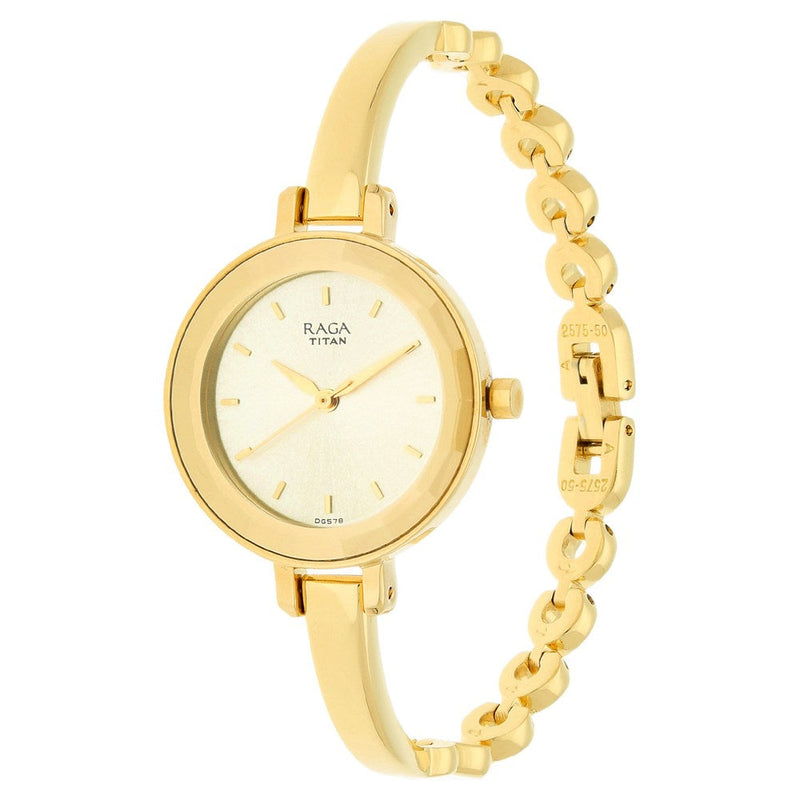 Titan Raga Viva Champagne Dial Women Watch With Metal Strap