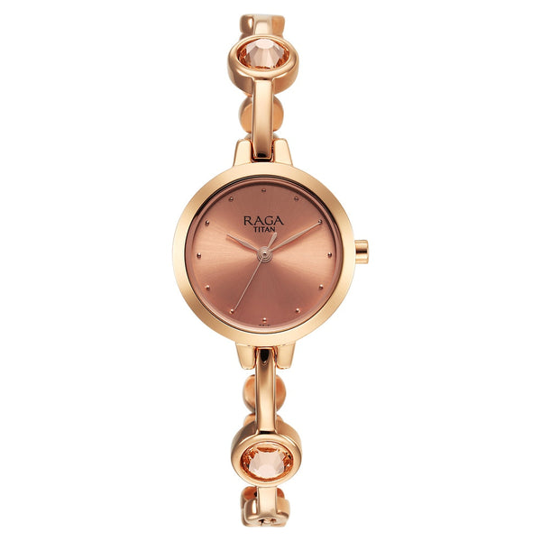 Titan Raga Viva Quartz Analog Rose Gold Dial Rose Gold Metal Strap Watch for Women