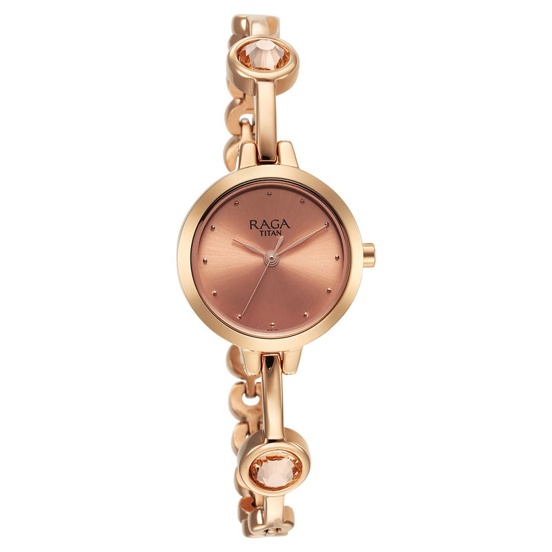 Titan Raga Viva Quartz Analog Rose Gold Dial Rose Gold Metal Strap Watch for Women