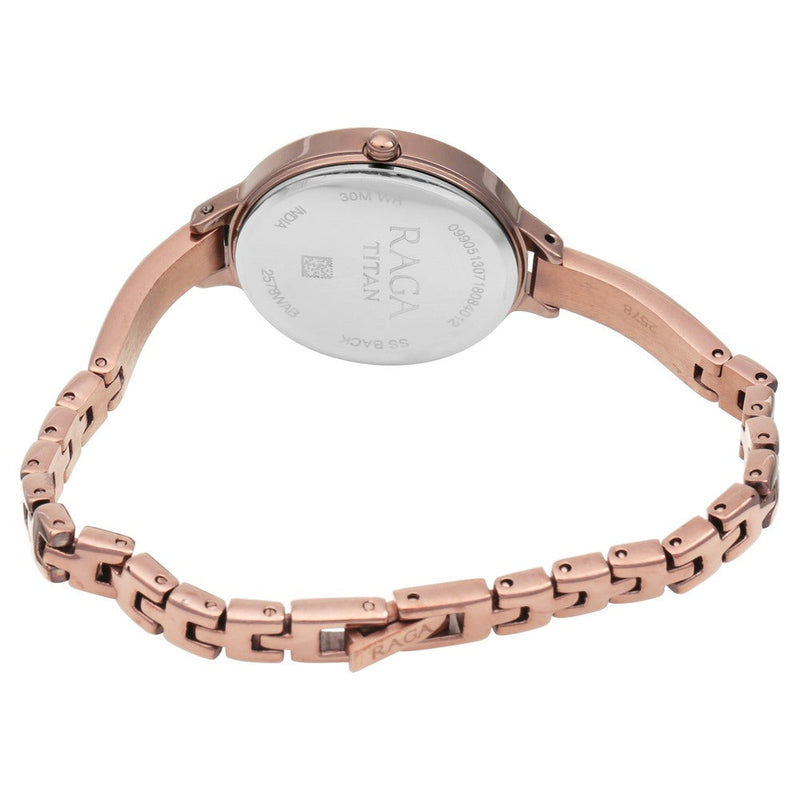 Titan Quartz Analog with Date Rose Gold Dial Metal Strap Watch for Women