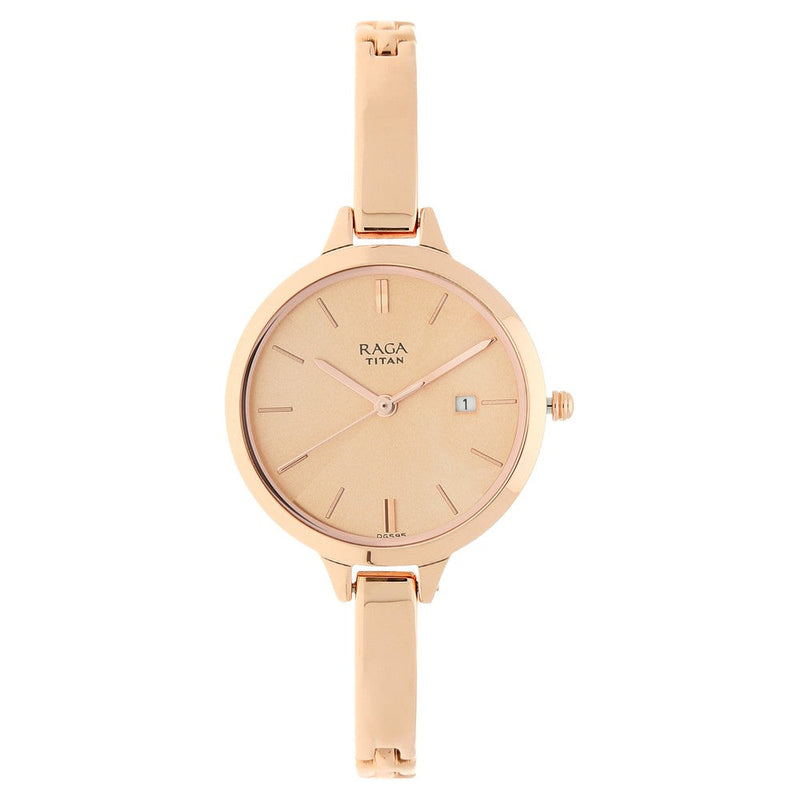 Titan Raga Viva Rose Gold Dial Women Watch With Metal Strap