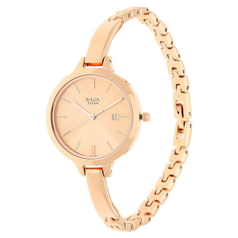 Titan Raga Viva Rose Gold Dial Women Watch With Metal Strap