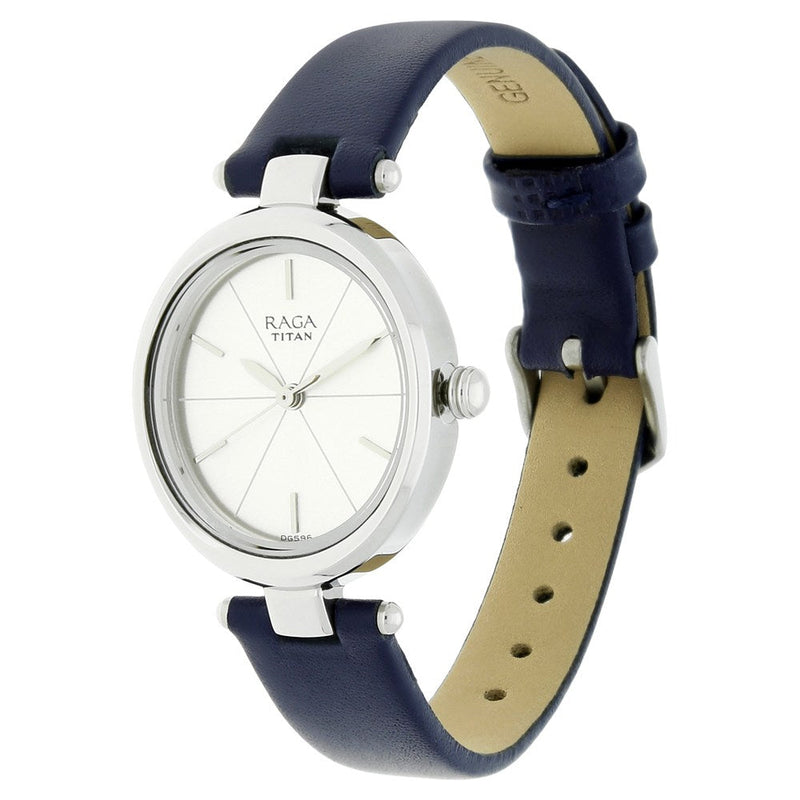 Titan Raga Viva Silver Dial Analog Leather Strap watch for Women