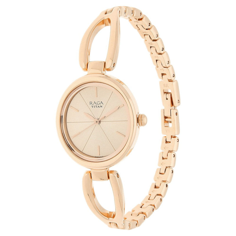 Titan Raga Viva Rose Gold Dial Women Watch With Metal Strap