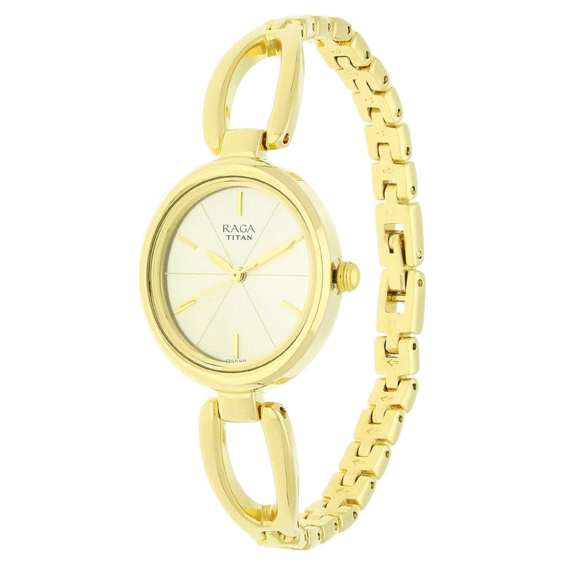 Titan Raga Viva Champagne Dial Women Watch With Metal Strap