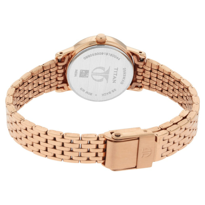 Titan Quartz Analog Rose Gold Dial Metal Strap Watch for Women