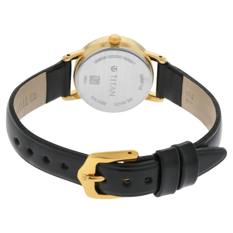 Titan Quartz Analog Black Dial Leather Strap Watch for Women