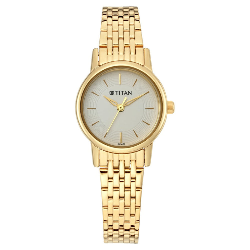 Titan Quartz Analog White Dial Metal Strap Watch for Women