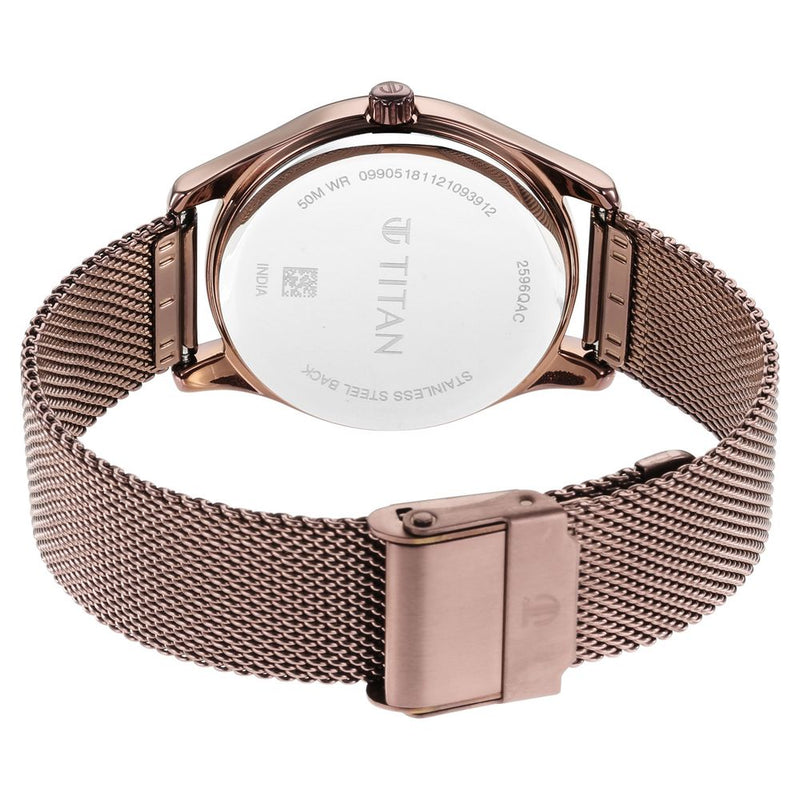 Titan Crescent Brown Dial Analog Stainless Steel Strap watch for Women