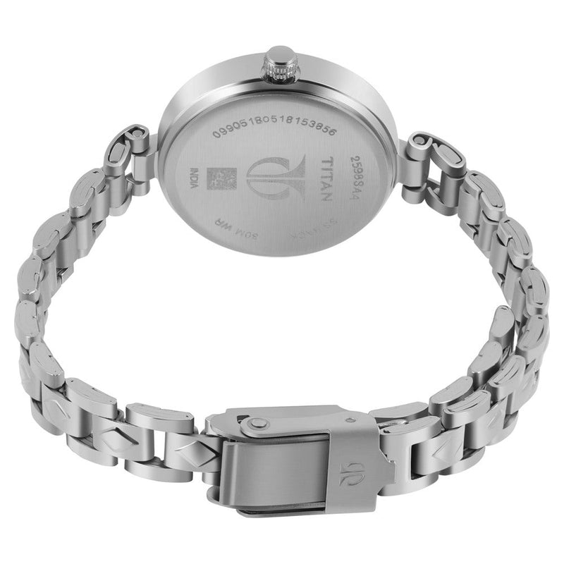 Titan Quartz Analog Silver Dial Stainless Steel Strap Watch for Women