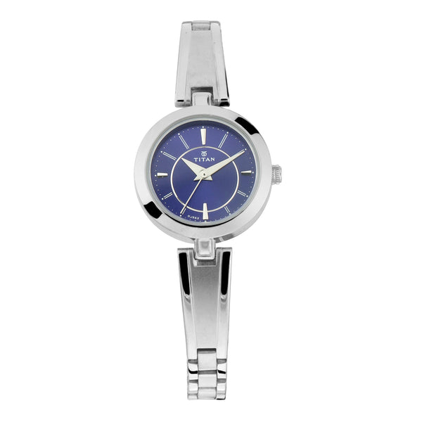 Titan Quartz Analog Blue Dial Metal Strap Watch for Women