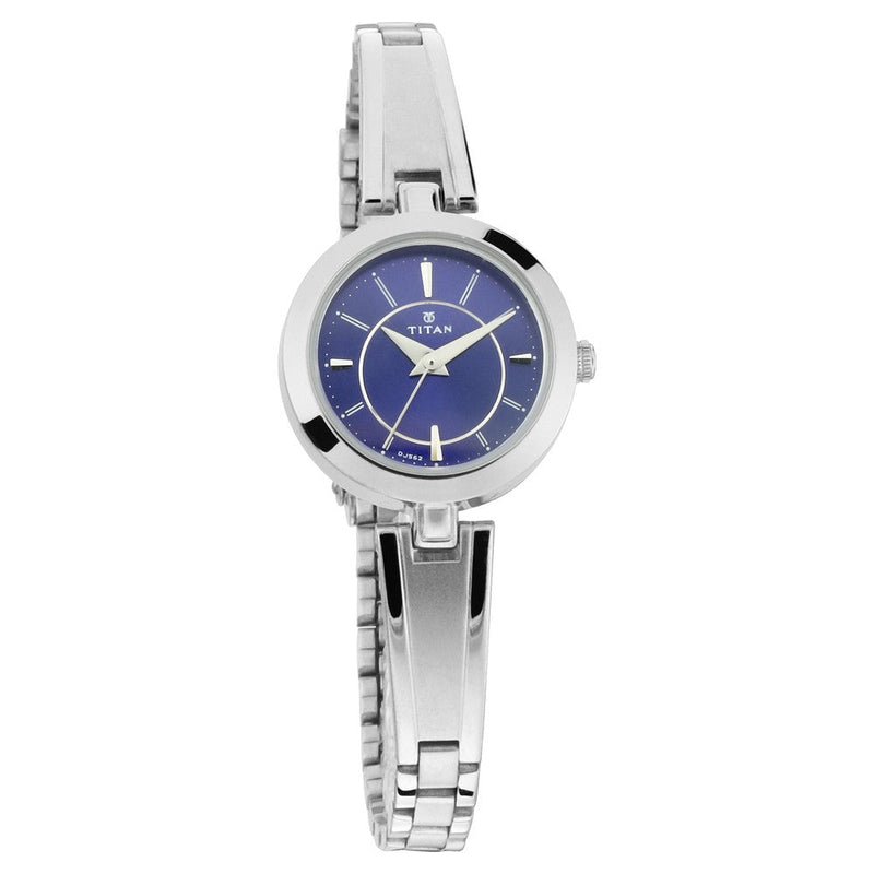 Titan Quartz Analog Blue Dial Metal Strap Watch for Women