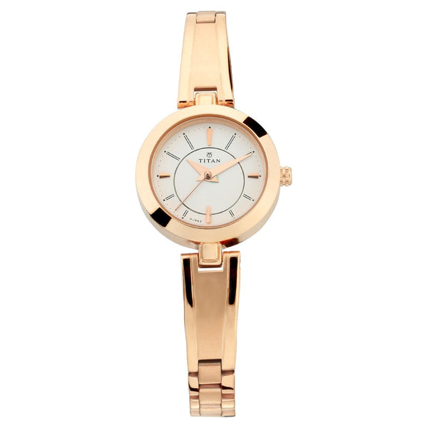 Titan Quartz Analog Silver Dial Metal Strap Watch for Women