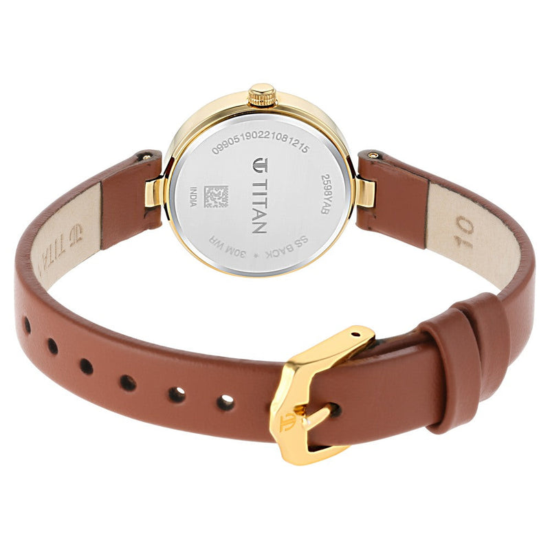 Titan Lagan Silver Dial Analog Leather Strap Watch for Women