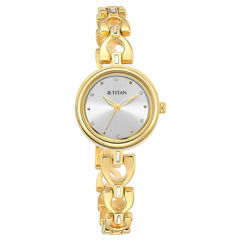 Titan Lagan Silver Dial Analog Metal Strap Watch for Women