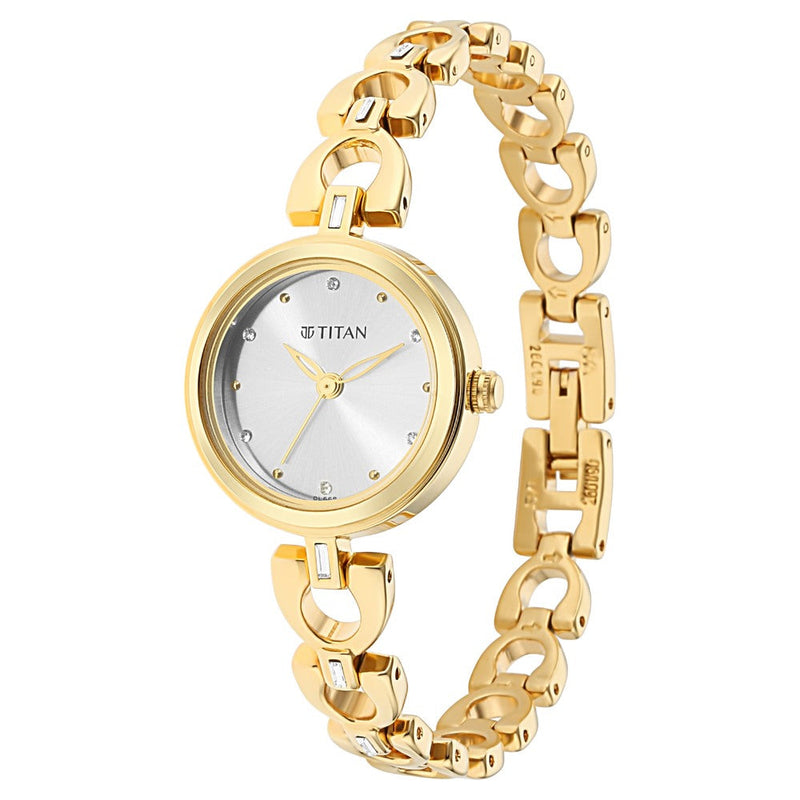 Titan Lagan Silver Dial Analog Metal Strap Watch for Women