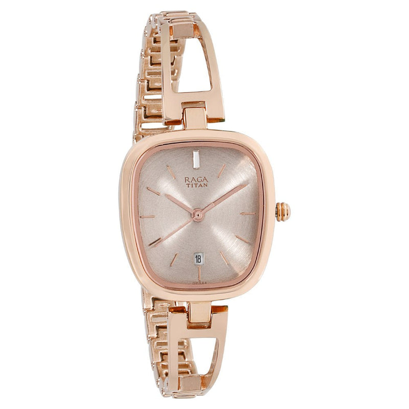 Titan Raga Viva Grey Dial Analog Rose Gold Metal Strap watch for Women