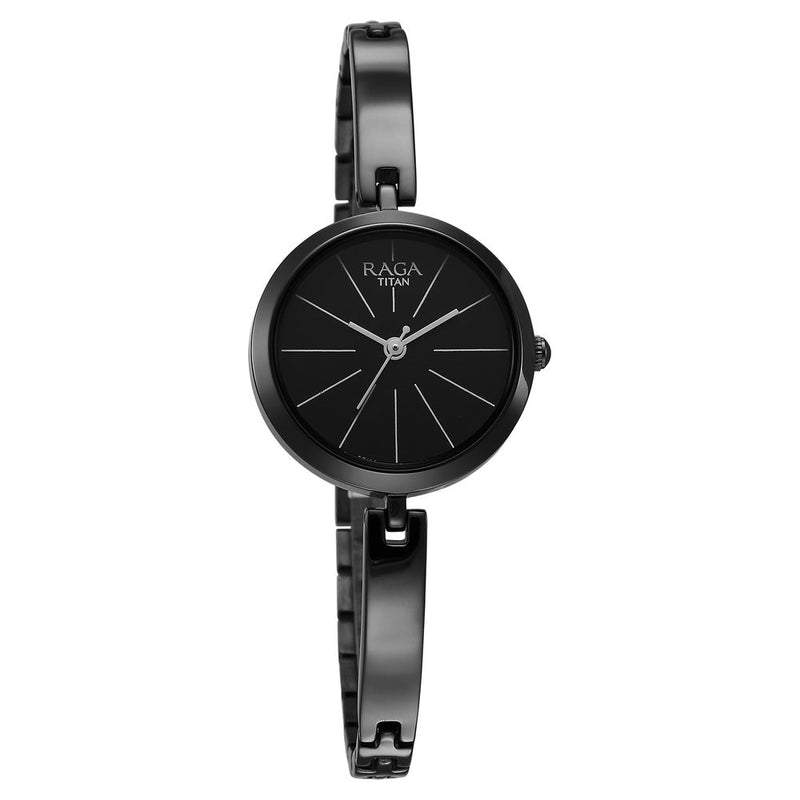 Titan Raga Viva Quartz Analog Black Dial Grey Metal Strap Watch for Women