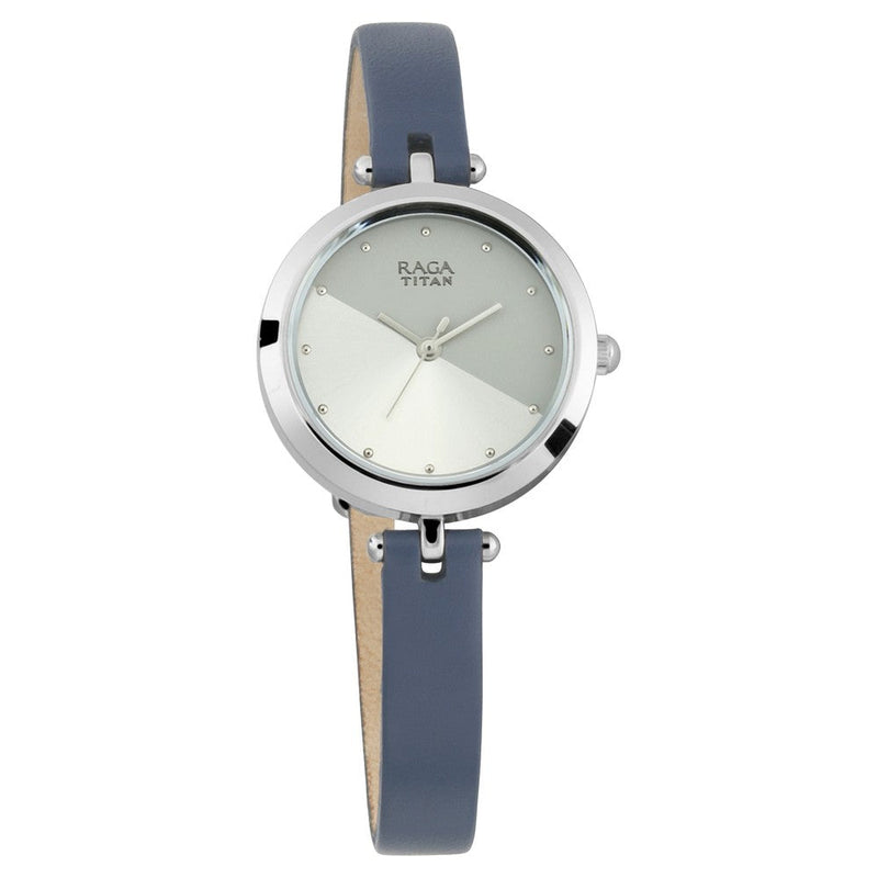 Titan Raga Viva Grey Dial Analog Leather Strap Watch for Women