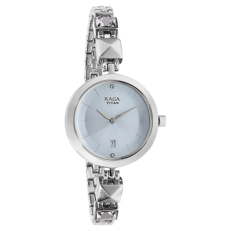 Titan Raga Viva Blue Dial Analog Metal Strap watch for Women