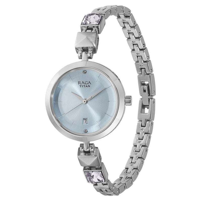 Titan Raga Viva Blue Dial Analog Metal Strap watch for Women