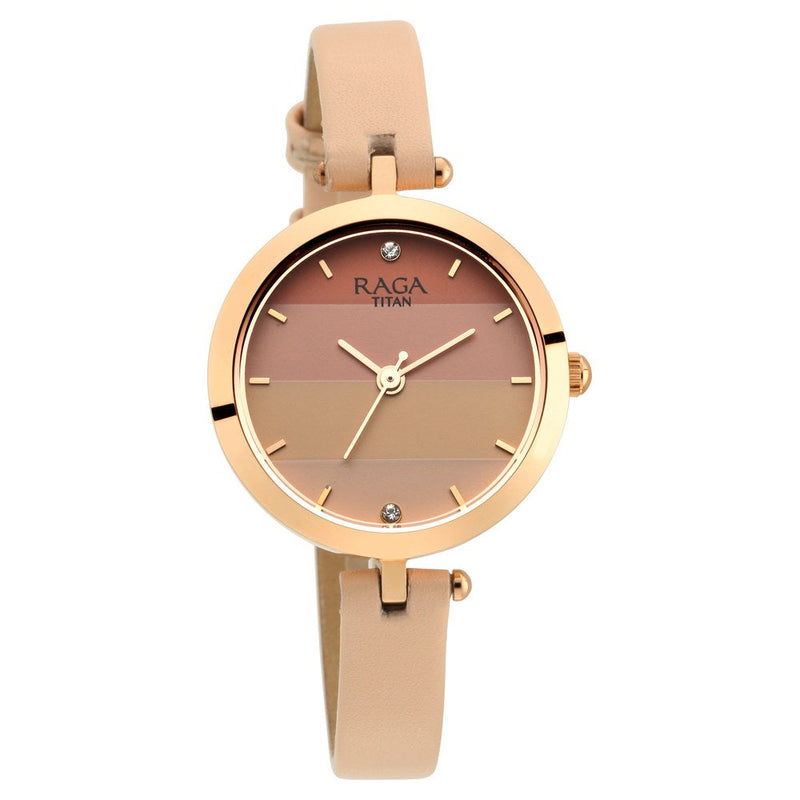 Titan Raga Viva Pink Dial Analog Leather Strap watch for Women