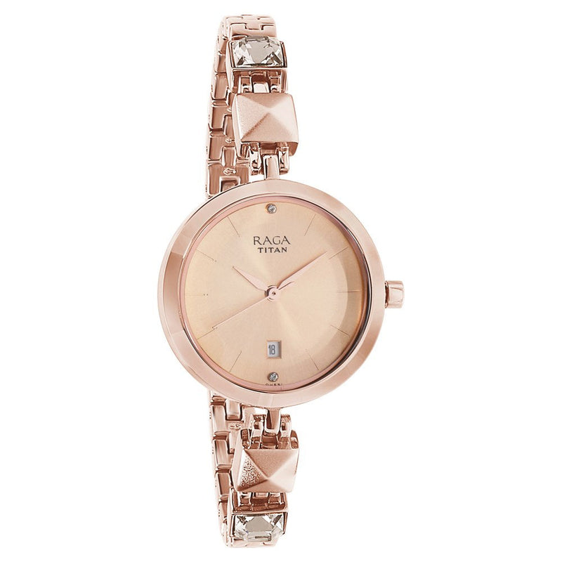 Titan Raga Viva Rose Gold Dial Analog Metal Strap watch for Women