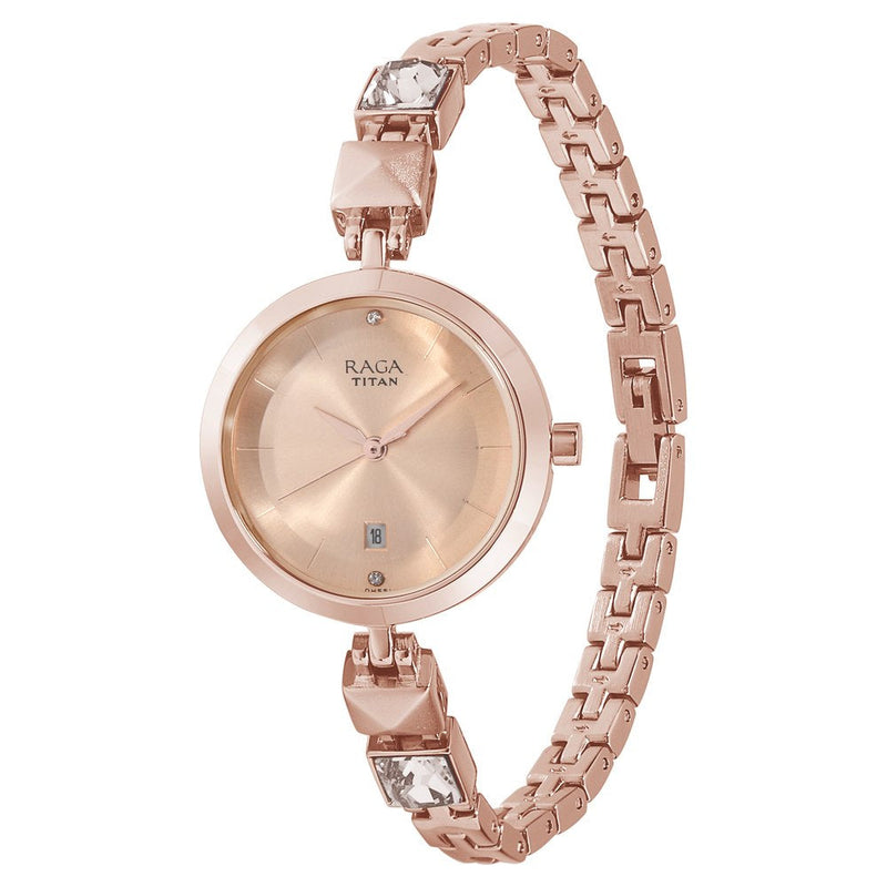 Titan Raga Viva Rose Gold Dial Analog Metal Strap watch for Women