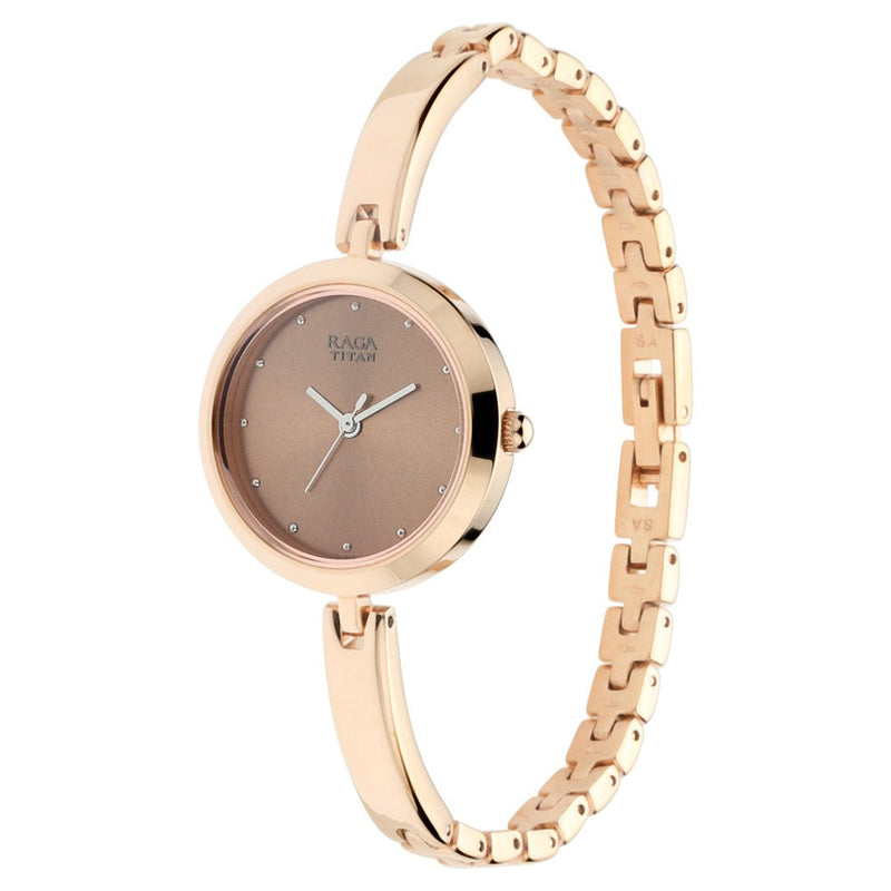 Titan Raga Viva Rose Gold Dial Women Watch With Metal Strap