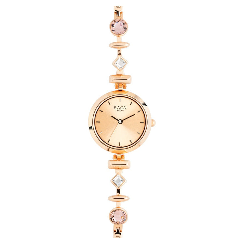 Titan Raga Facets Rose Gold Dial Women Watch With Stainless Steel Strap