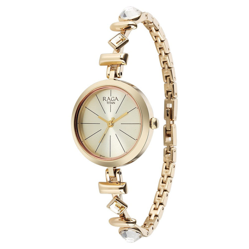 Titan Raga Viva Quartz Analog Champagne Dial Metal Strap Watch for Women