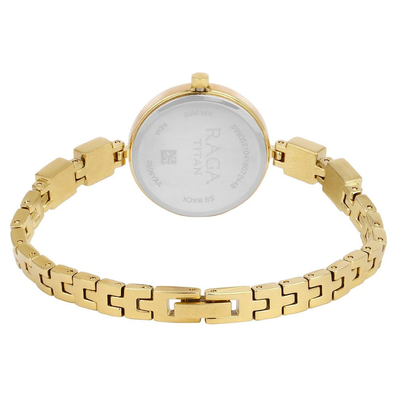 Titan Raga Viva Silver Dial Analog with Date Golden Metal Strap watch for Women