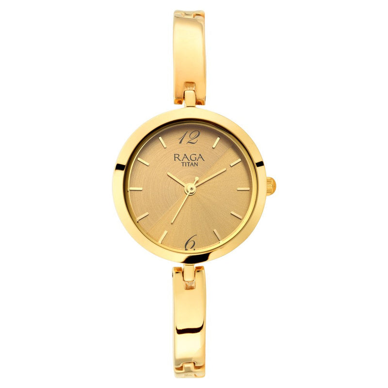 Titan Raga Viva Golden Dial Analog Metal Strap Watch for Women