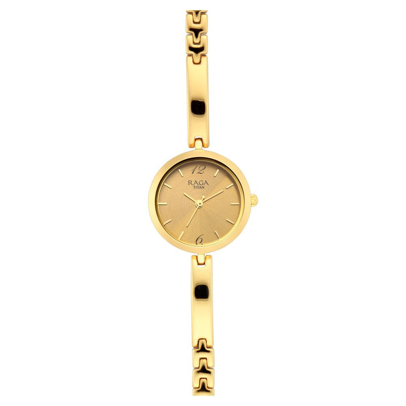 Titan Raga Viva Golden Dial Analog Metal Strap Watch for Women