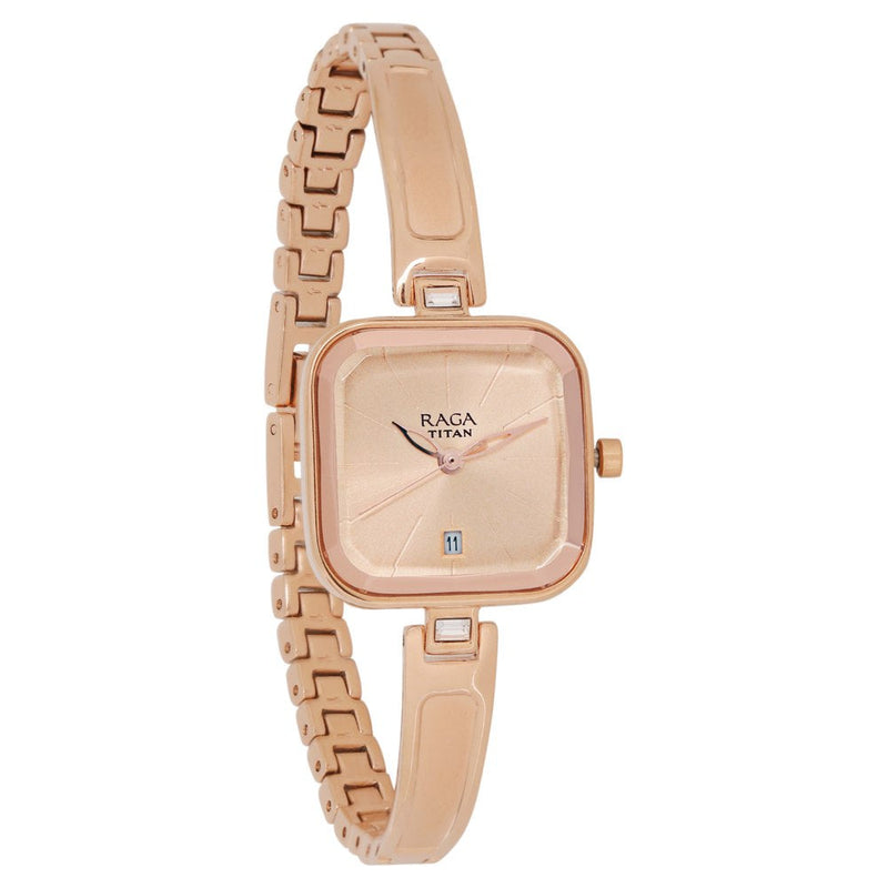 Titan Raga Viva Rose Gold Dial Women Watch With Metal Strap