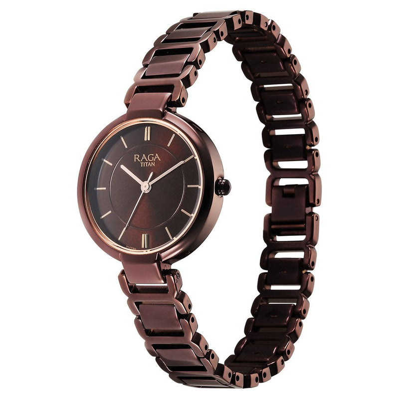 Titan Raga Delight Brown Dial Analog Metal Strap watch for Women