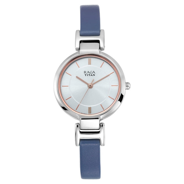 Titan Raga Viva White Dial Analog Leather Strap watch for Women