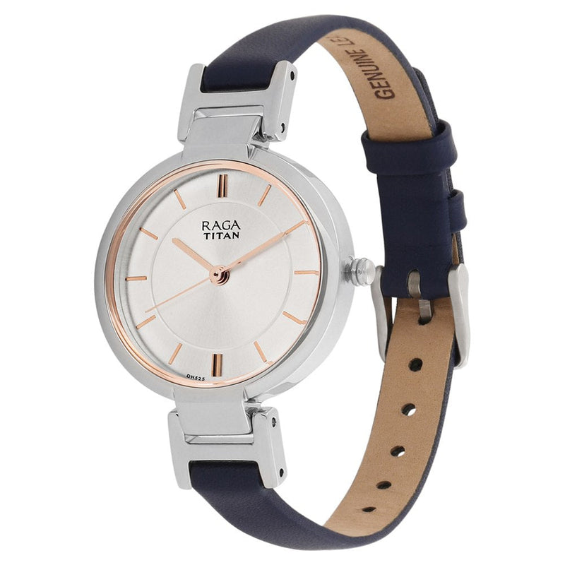 Titan Raga Viva White Dial Analog Leather Strap watch for Women