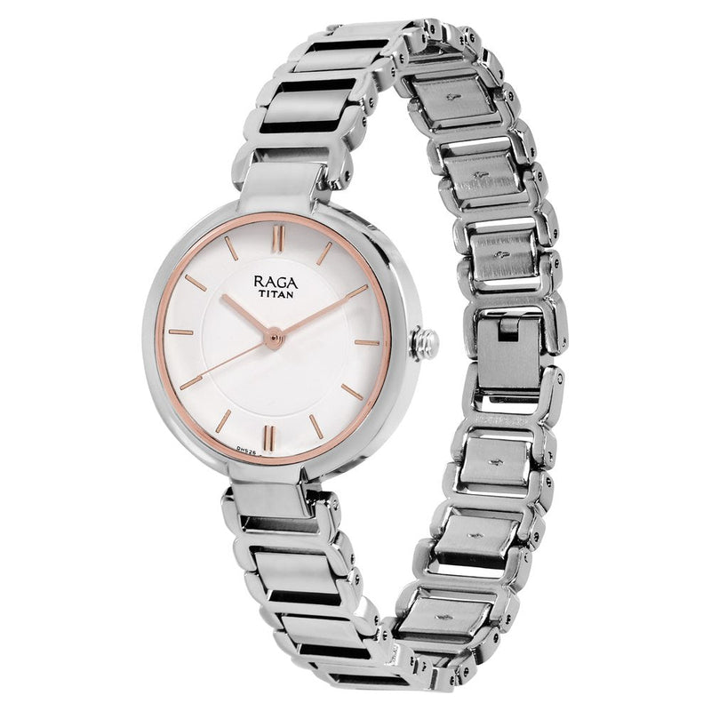 Titan Raga Viva White Dial Analog Metal Strap watch for Women