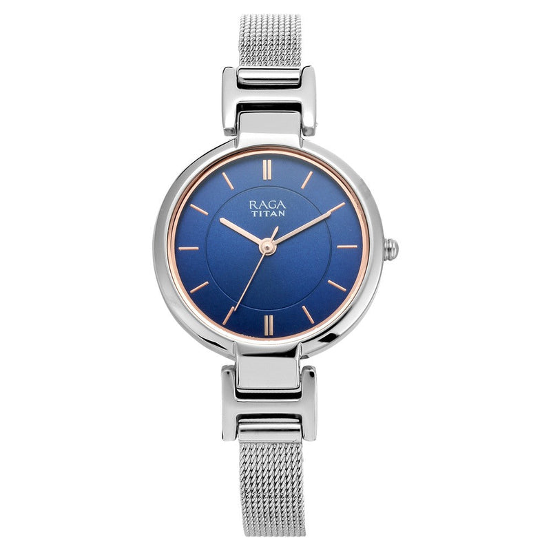 Titan Raga Viva Blue Dial Women Watch With Metal Strap