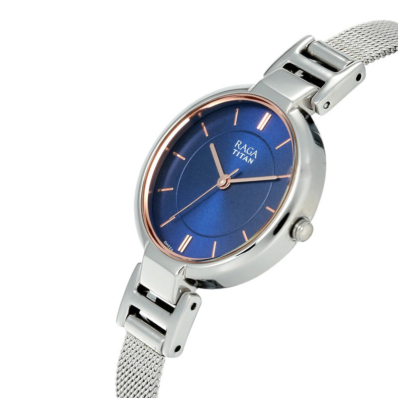 Titan Raga Viva Blue Dial Women Watch With Metal Strap