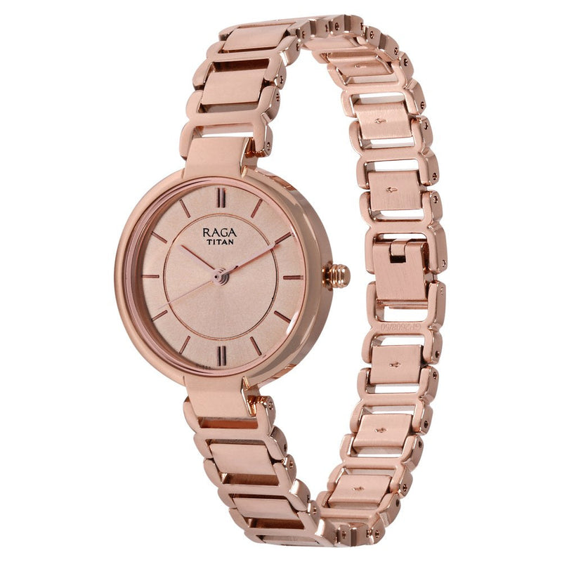 Titan Raga Viva Rose Gold Dial Women Watch With Metal Strap