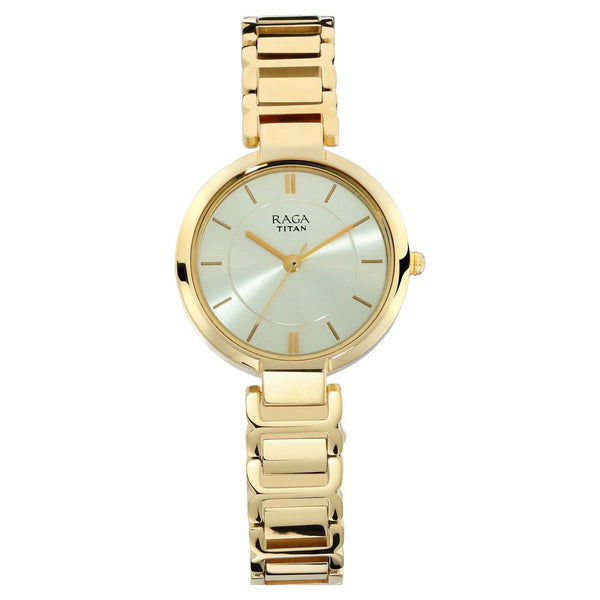 Titan Raga Viva Champagne Dial Women Watch With Metal Strap