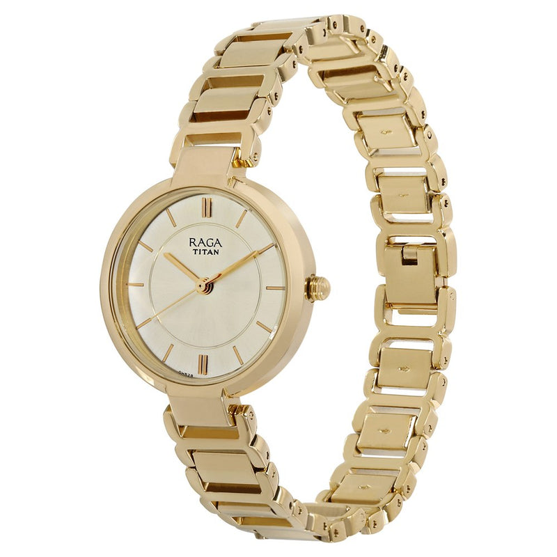 Titan Raga Viva Champagne Dial Women Watch With Metal Strap