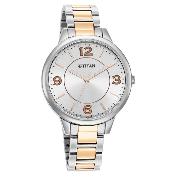 Titan Trendsetters Silver White Dial Analog Stainless Steel Strap Watch for Women