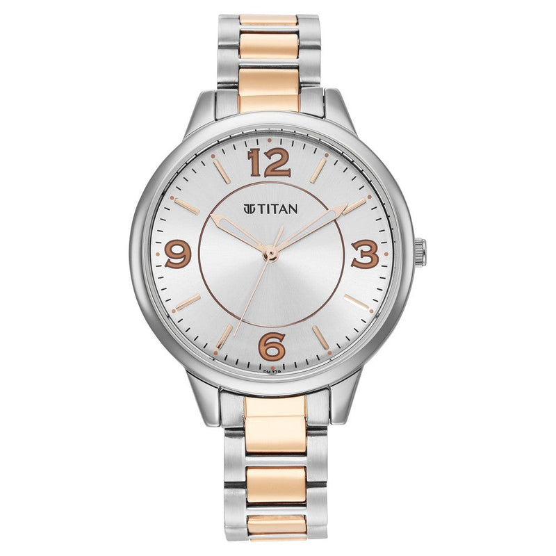 Titan Trendsetters Silver White Dial Analog Stainless Steel Strap Watch for Women