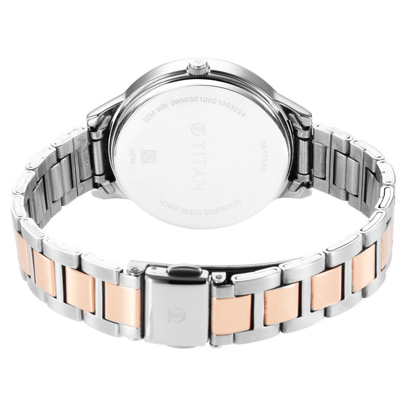 Titan Trendsetters Silver White Dial Analog Stainless Steel Strap Watch for Women